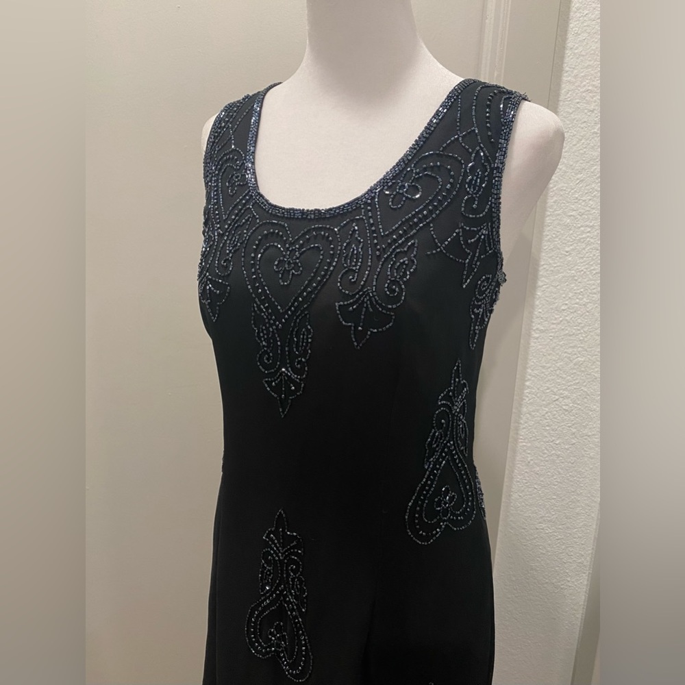 VTG JKARA New York Beaded Black Mid-Length Sleeveless Dress - Size 6 - Picture 3 of 17